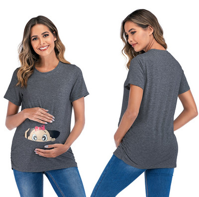 Naiste rasedate T-särgid Top Baby Print Pregnancy Tee Top Tunika Pluus Paadi kaelus Casual Mama Love Top riided