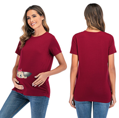 Naiste rasedate T-särgid Top Baby Print Pregnancy Tee Top Tunika Pluus Paadi kaelus Casual Mama Love Top riided