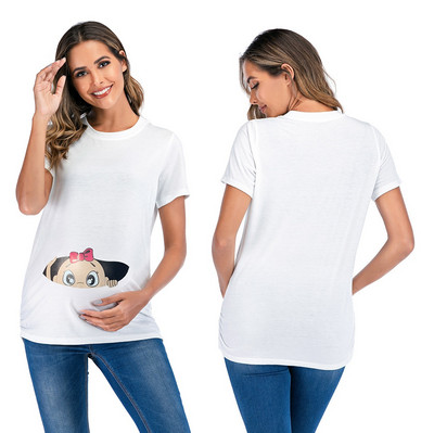 Naiste rasedate T-särgid Top Baby Print Pregnancy Tee Top Tunika Pluus Paadi kaelus Casual Mama Love Top riided