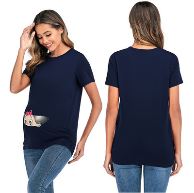 Naiste rasedate T-särgid Top Baby Print Pregnancy Tee Top Tunika Pluus Paadi kaelus Casual Mama Love Top riided