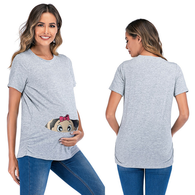 Naiste rasedate T-särgid Top Baby Print Pregnancy Tee Top Tunika Pluus Paadi kaelus Casual Mama Love Top riided