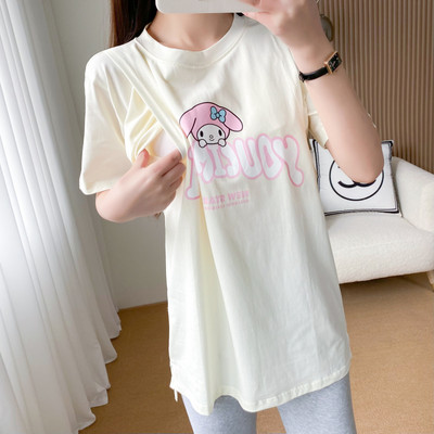 Vienkrāsains truša raksta bērnu krekls, kas baro bērnu ar krūti, valkāt augšējo kokvilnas brīvu grūtnieču apģērbu 8607