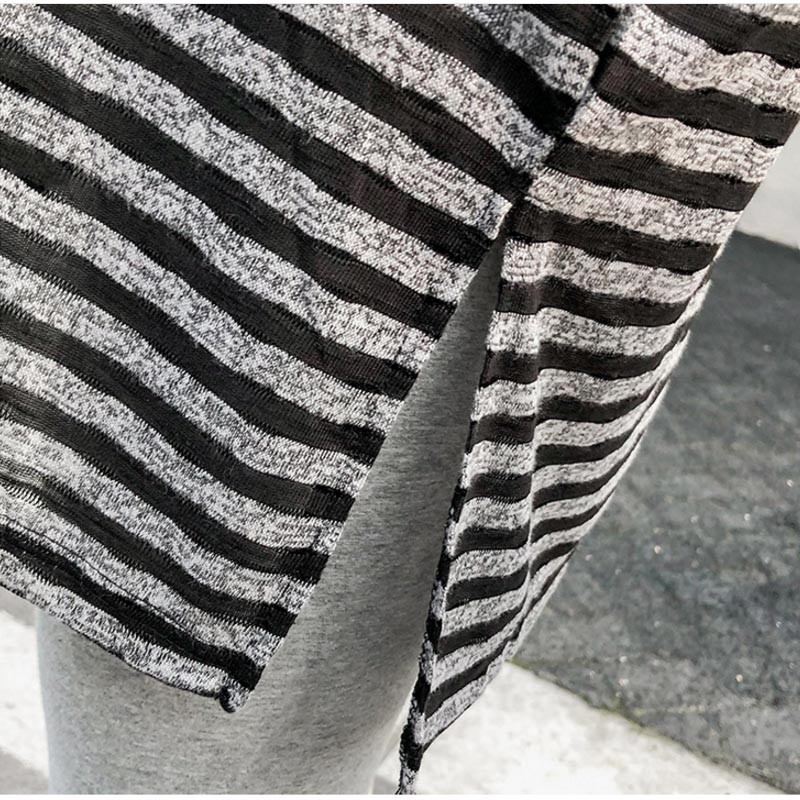 Grūtnieču svītrainie T-krekli Brīvi elpojoši Grūtnieču apģērbi Barības apģērbi Ar īsām piedurknēm Zīdīšanas T-krekli vasara