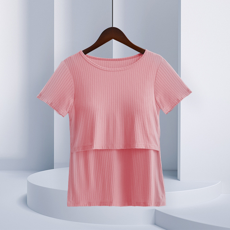 Rasedatele mõeldud imetamissärk lühikeste varrukatega naiste rinnaga toitmise särk, vabaaja särk, külgmiselt kõverdatud Ropa Embarazada