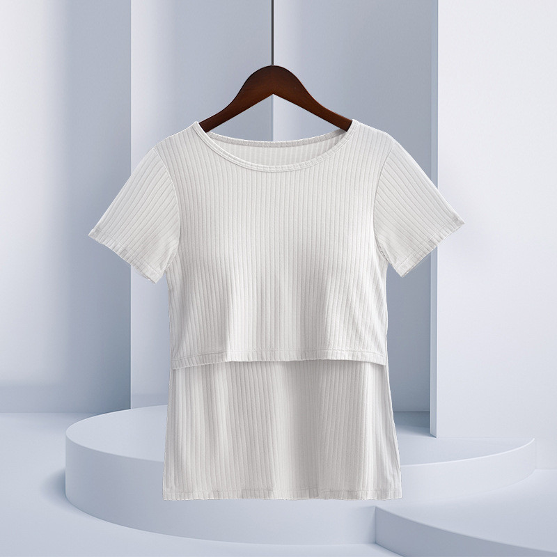 Rasedatele mõeldud imetamissärk lühikeste varrukatega naiste rinnaga toitmise särk, vabaaja särk, külgmiselt kõverdatud Ropa Embarazada