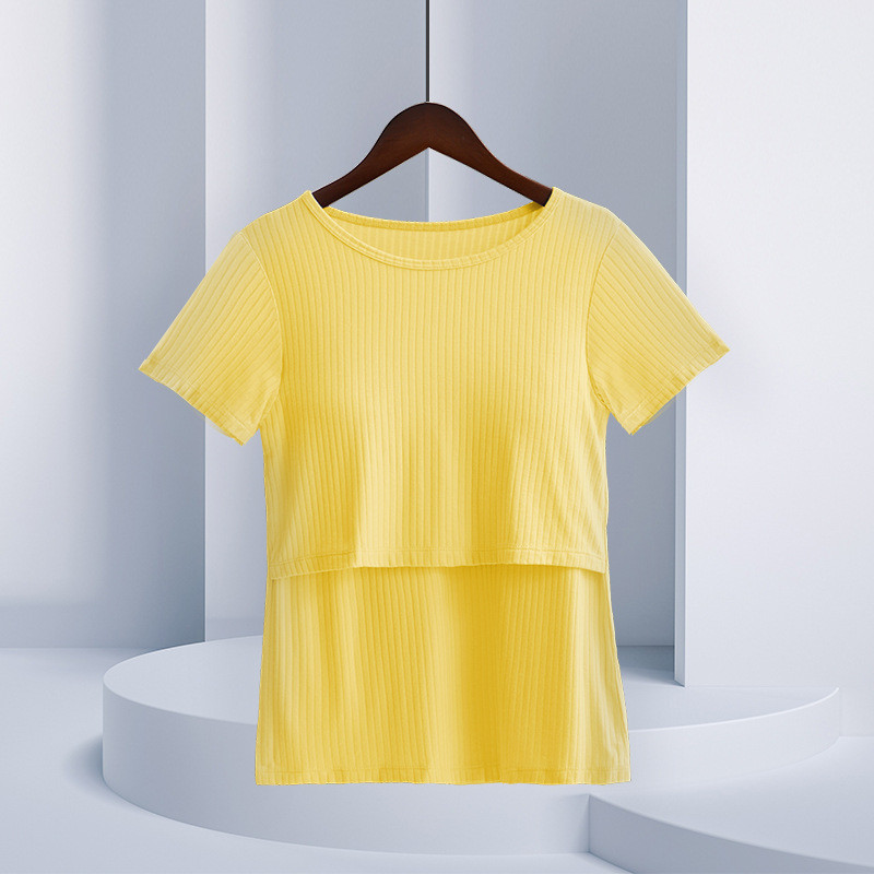 Rasedatele mõeldud imetamissärk lühikeste varrukatega naiste rinnaga toitmise särk, vabaaja särk, külgmiselt kõverdatud Ropa Embarazada