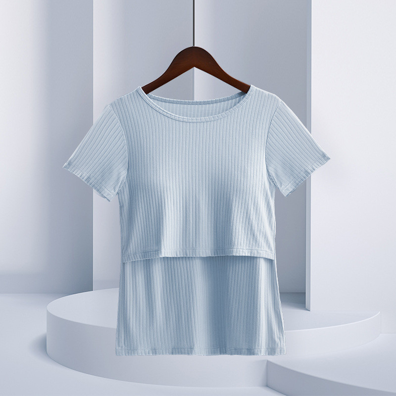 Rasedatele mõeldud imetamissärk lühikeste varrukatega naiste rinnaga toitmise särk, vabaaja särk, külgmiselt kõverdatud Ropa Embarazada