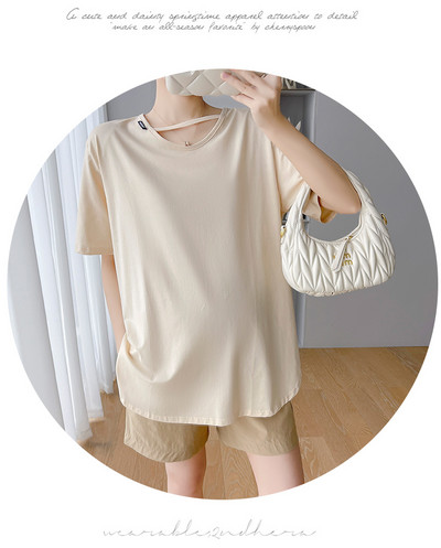 Grūtnieces Vasaras Apģērbs Brīvs Ikdienišķs Grūtnieču topi Vienkrāsains Dobs Izgriezums Grūtniecības T-krekli Krekls Sānos Sadalīti Tīši Krekls