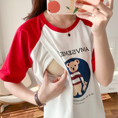 90% bumbac îmbrăcăminte de maternitate cămăși-pentru-femei însărcinate care alăptează tricou cu gât roșu haine pentru alăptare 2024 nou