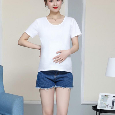 Kismama nyári pamut Kismama ruházat Anyu, hogy legyen rövid ujjú terhes póló felsők Női akciós pólók