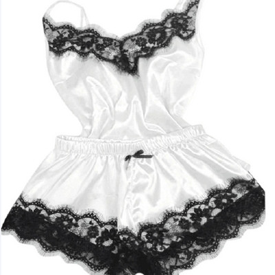 Szatén pizsama szexi csipkés pizsama hálóing hálóruha Otthoni ruhák felsők és rövidnadrágok Női selyem pizsama egyszínű pizsama szett női