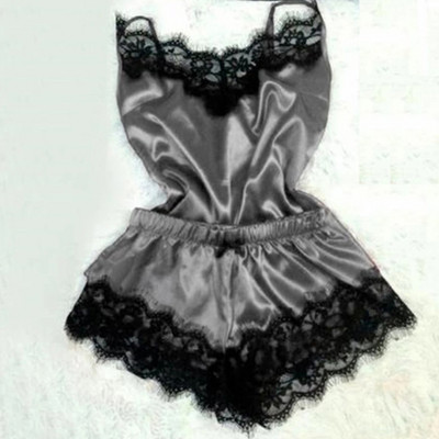 Szatén pizsama szexi csipkés pizsama hálóing hálóruha Otthoni ruhák felsők és rövidnadrágok Női selyem pizsama egyszínű pizsama szett női