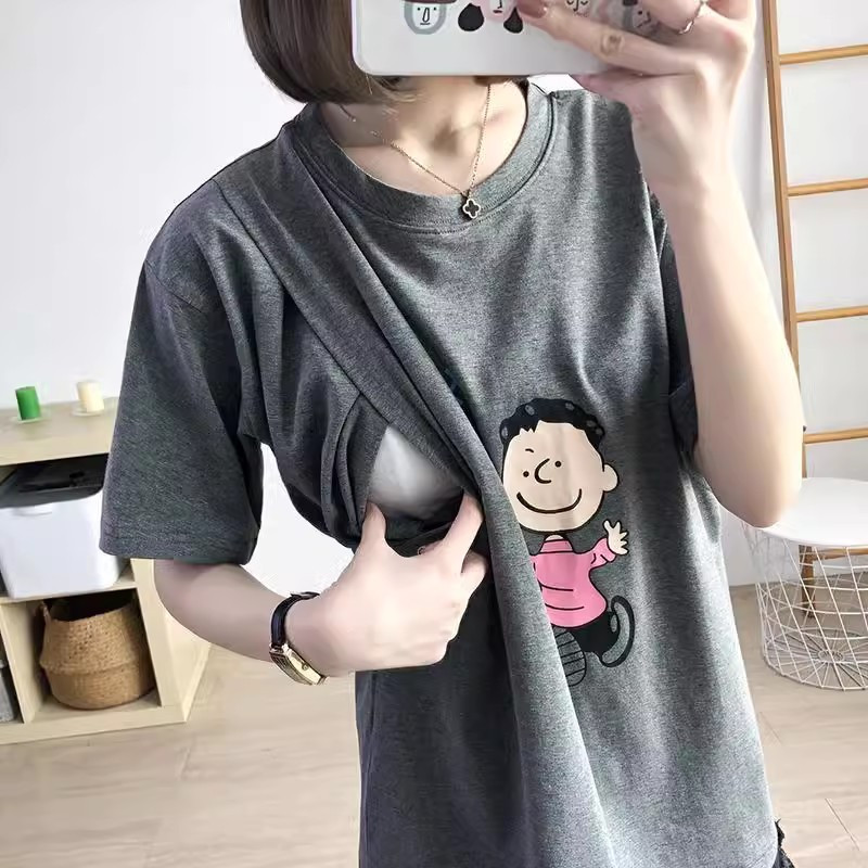 Grūtnieču zīdīšanas T-krekls ar īsām piedurknēm, barošana ar krūti Apģērbi grūtniecēm Fotosesijas krekls grūtniecēm Apģērbs