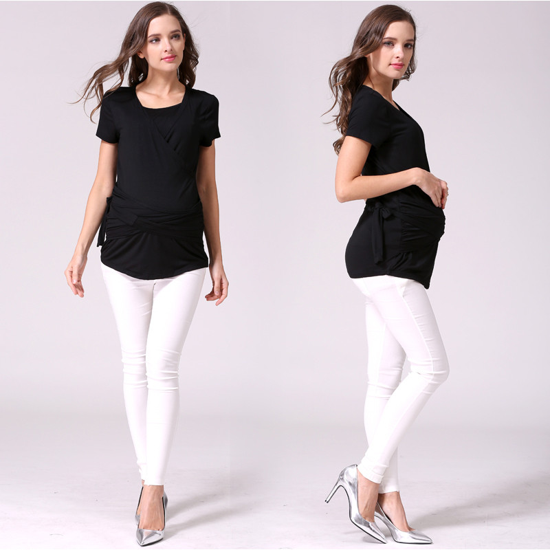 Ljetna odjeća za trudnice kratkih rukava Top za dojenje Soild Tees Odjeća za trudnice Majica za trudnice