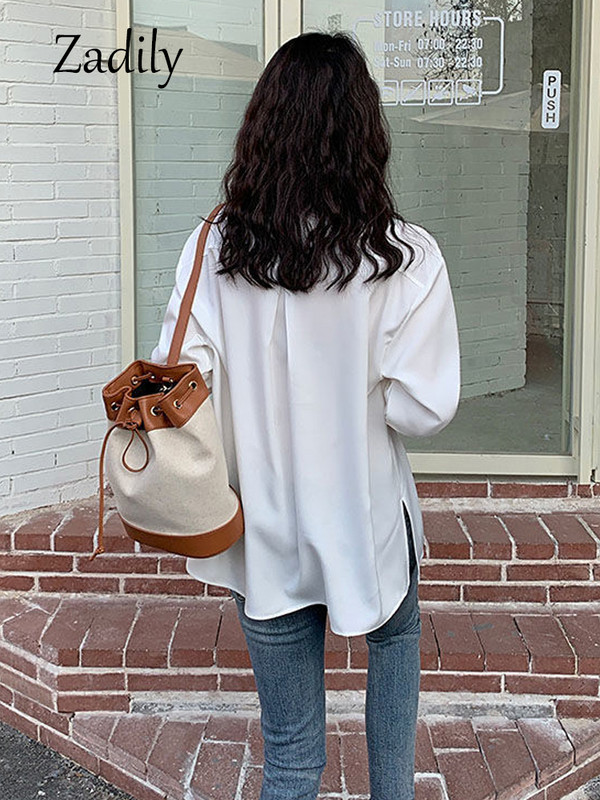 Zadily 2024. gada vasaras ielas stila krekls ar garām piedurknēm, balts šifona krekls sievietēm ar rāvējslēdzēju, brīva sieviešu blūze, minimālisma sieviešu apģērba topi
