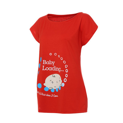 Uued rasedate naiste suvised T-särgid Puuvillased rasedatele mõeldud riided Multikad põetamiskirjad O-kaelusega Rasedus Pikad T-särgid Topid