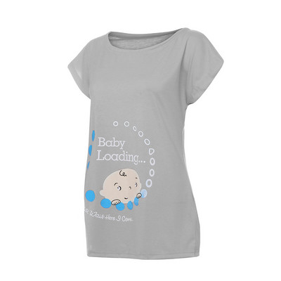 Uued rasedate naiste suvised T-särgid Puuvillased rasedatele mõeldud riided Multikad põetamiskirjad O-kaelusega Rasedus Pikad T-särgid Topid