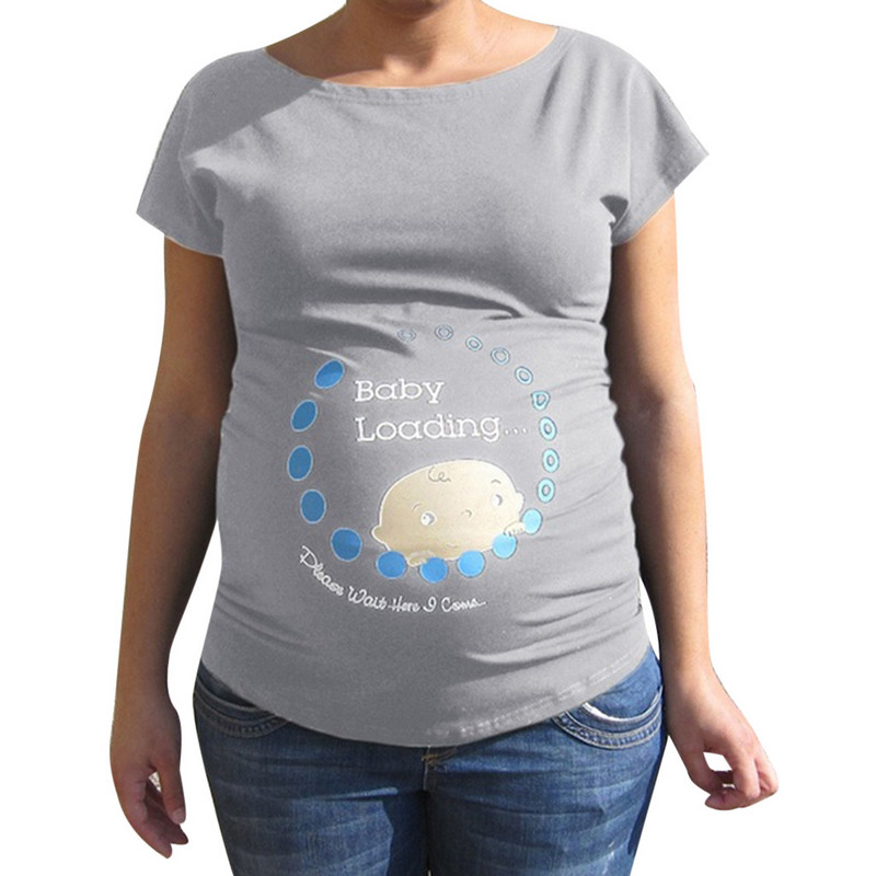 Uued rasedate naiste suvised T-särgid Puuvillased rasedatele mõeldud riided Multikad põetamiskirjad O-kaelusega Rasedus Pikad T-särgid Topid