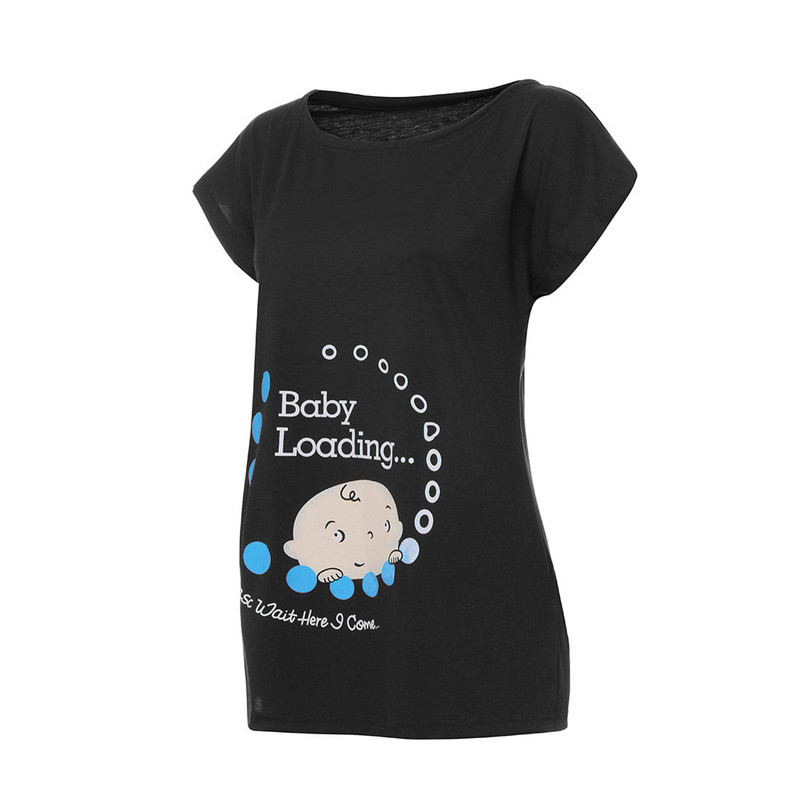 Uued rasedate naiste suvised T-särgid Puuvillased rasedatele mõeldud riided Multikad põetamiskirjad O-kaelusega Rasedus Pikad T-särgid Topid