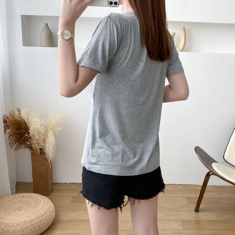 Sünnitusjärgsed No-Wear sisevoodriga T-särgid rinnapadjaga Imetav ühevärviline lühikeste varrukatega rasedariided 9134