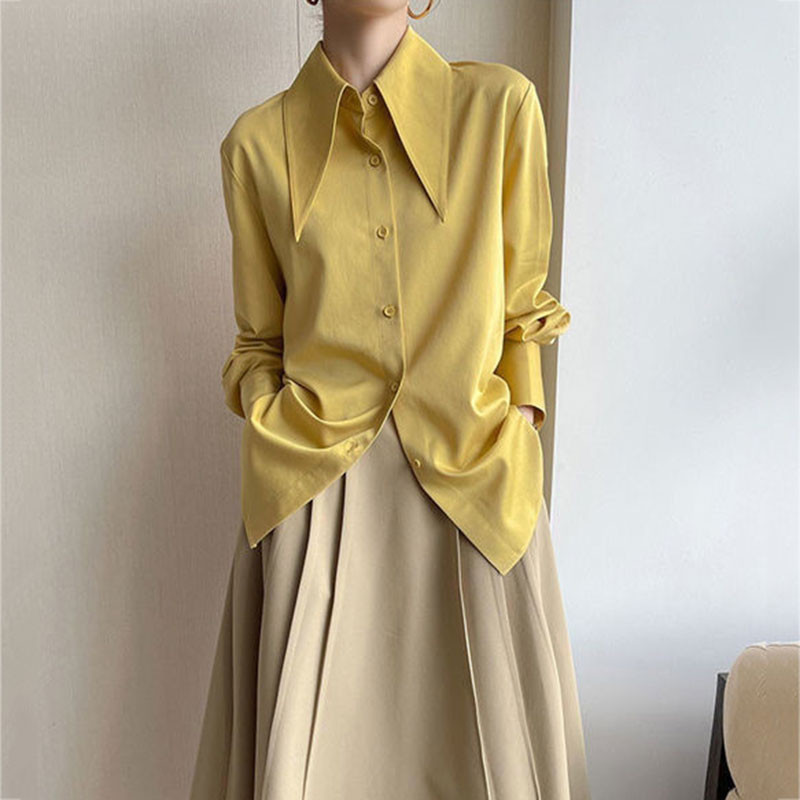 Naiste terava kraega pluusid Prantsuse stiilis luksuslik disainsärk 2023. aasta kevadsuvised topid pikkade varrukatega šikk mood sinine pluus