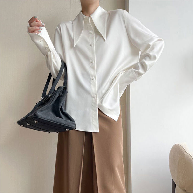 Naiste terava kraega pluusid Prantsuse stiilis luksuslik disainsärk 2023. aasta kevadsuvised topid pikkade varrukatega šikk mood sinine pluus