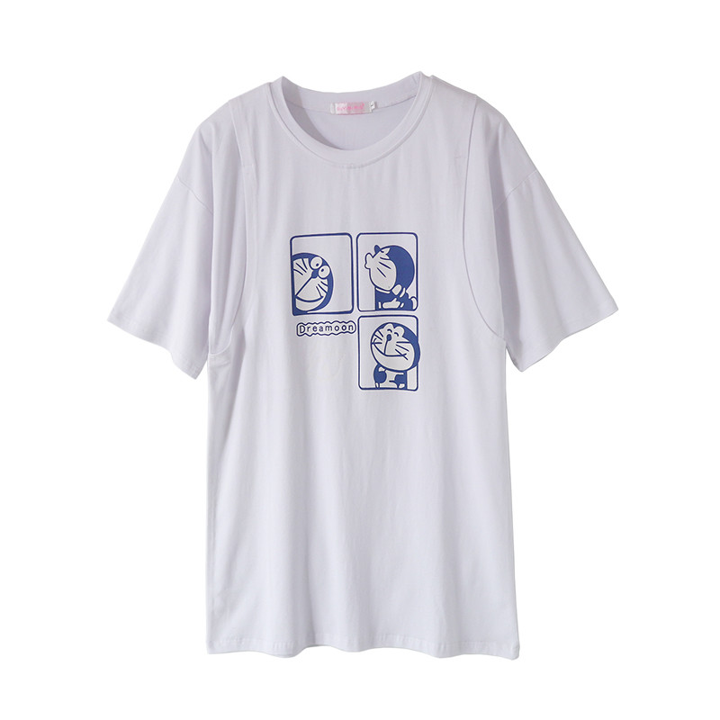 Dugačka majica kratkih rukava za dojenje Ženska odjeća za dojenje Pamučna ljetna odjeća iz crtića za trudnice Odjeća za trudnice 5092