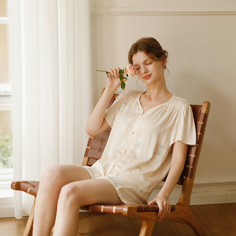 Vasaras kokvilnas viskoze 2 gab. šorti pidžamas komplekts sievietēm Pavasara un vasaras rhyme naktsveļa komplekts Mīļi saldie guļamveļa sieviešu komplekti