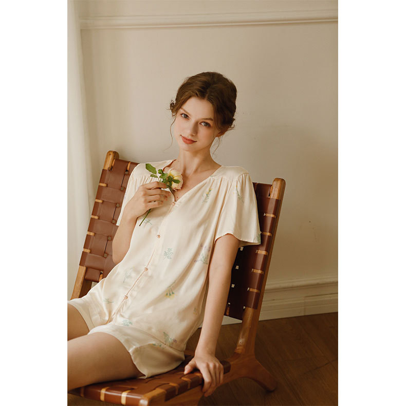 Vasaras kokvilnas viskoze 2 gab. šorti pidžamas komplekts sievietēm Pavasara un vasaras rhyme naktsveļa komplekts Mīļi saldie guļamveļa sieviešu komplekti