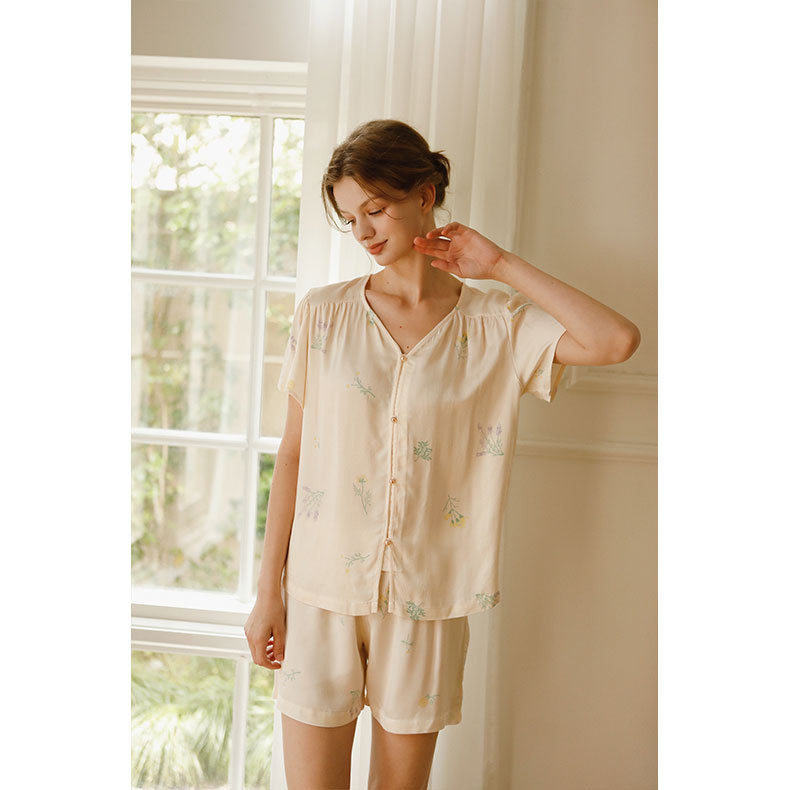 Vasaras kokvilnas viskoze 2 gab. šorti pidžamas komplekts sievietēm Pavasara un vasaras rhyme naktsveļa komplekts Mīļi saldie guļamveļa sieviešu komplekti