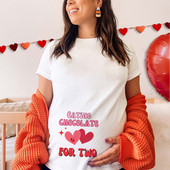Valentin-napi kismama póló Ruhák Evés Csokoládé Két Nyomtatás Terhes póló Valentin-napi Terhes pólók Ajándék