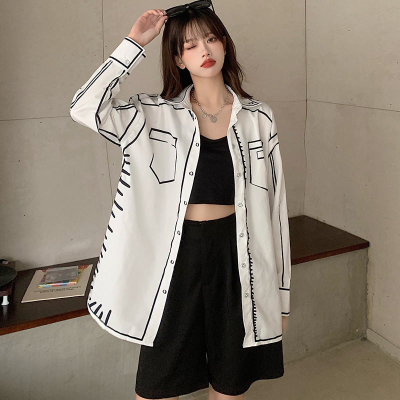 Mood 3D prindiga särgid Naiste Pluusid vabaaja särgid Kevad-sügis pikkade varrukatega Topid Blusas Mujer