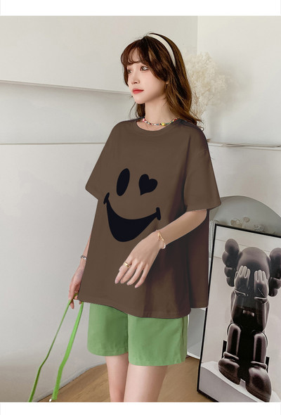 2023. gada modes grūtnieču kokvilnas T-krekls ar īsām piedurknēm ar o-veida kakla izgriezumu grūtniecēm, topi un krekli, gari, brīvi grūtniecības apģērbi, vairumtirdzniecība