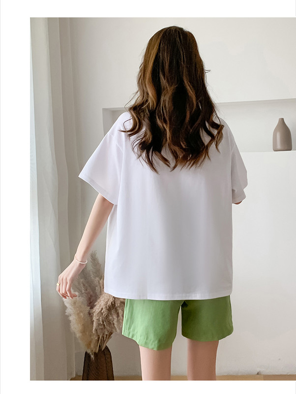 2023. gada modes grūtnieču kokvilnas T-krekls ar īsām piedurknēm ar o-veida kakla izgriezumu grūtniecēm, topi un krekli, gari, brīvi grūtniecības apģērbi, vairumtirdzniecība