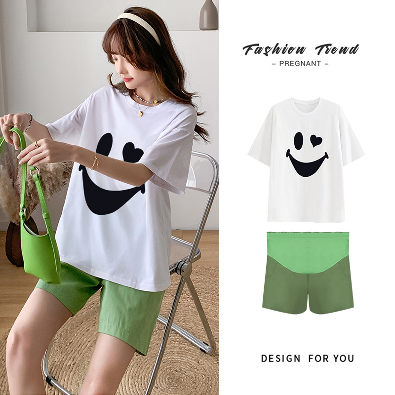 2023. gada modes grūtnieču kokvilnas T-krekls ar īsām piedurknēm ar o-veida kakla izgriezumu grūtniecēm, topi un krekli, gari, brīvi grūtniecības apģērbi, vairumtirdzniecība