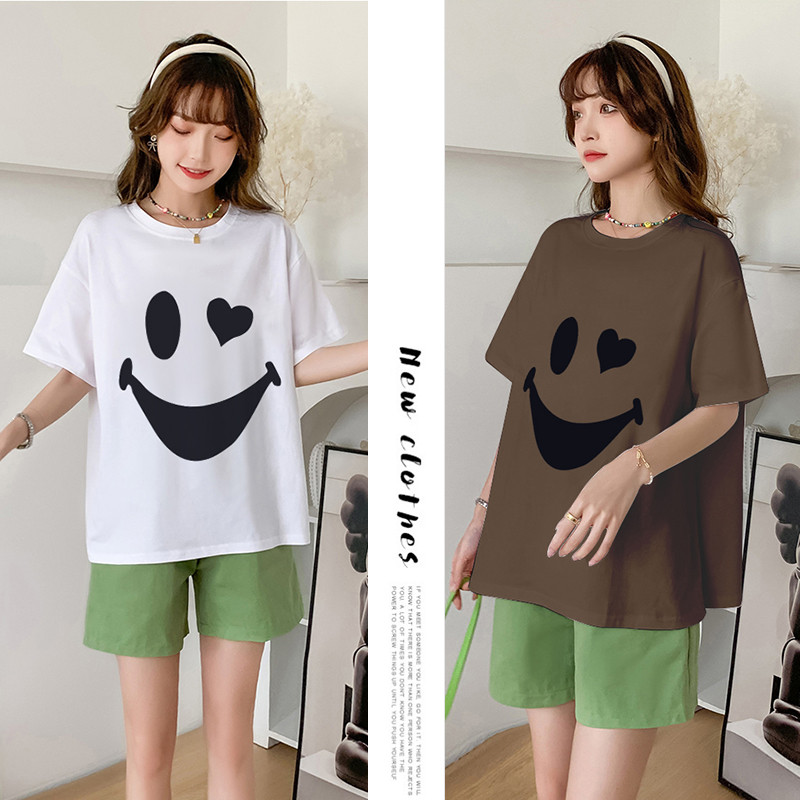 2023. gada modes grūtnieču kokvilnas T-krekls ar īsām piedurknēm ar o-veida kakla izgriezumu grūtniecēm, topi un krekli, gari, brīvi grūtniecības apģērbi, vairumtirdzniecība