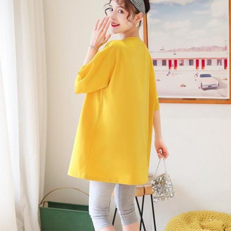 Nyári póló női rövid ujjú kismama viselet új szerelem pamut középhosszú bő kismama póló pulóver kismama felsők