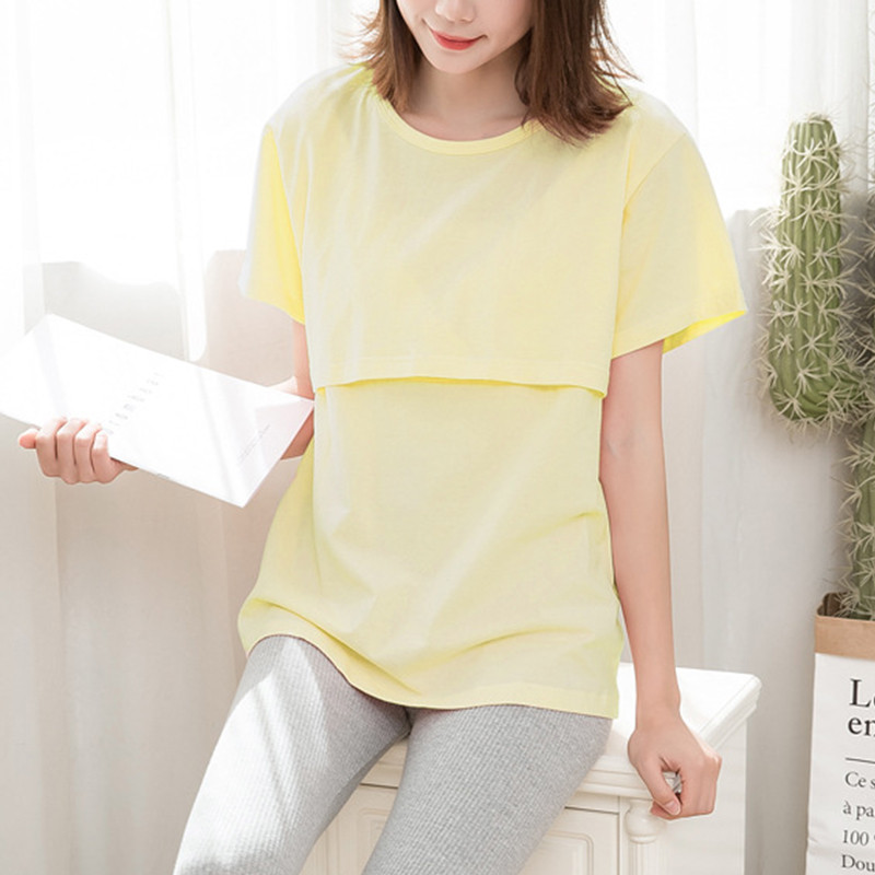 Raseduse suvetopid Naiste rasedus, vabaaja lühikeste varrukatega imetamistopsid Naiste T-särk Tuunika rinnaga toitmiseks Uued ema riided