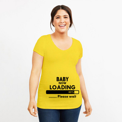 Grūtniecība Stretch T krekls Twins Now ielādē, lūdzu, uzgaidiet Smieklīga dāvana mazulim Dāvana grūtniecēm Vasaras krekli ar īsām piedurknēm