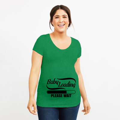 Grūtniecība Stretch T krekls Twins Now ielādē, lūdzu, uzgaidiet Smieklīga dāvana mazulim Dāvana grūtniecēm Vasaras krekli ar īsām piedurknēm