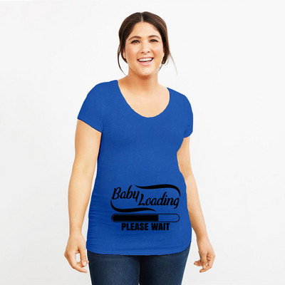 Grūtniecība Stretch T krekls Twins Now ielādē, lūdzu, uzgaidiet Smieklīga dāvana mazulim Dāvana grūtniecēm Vasaras krekli ar īsām piedurknēm