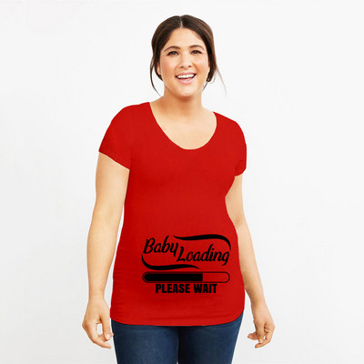 Grūtniecība Stretch T krekls Twins Now ielādē, lūdzu, uzgaidiet Smieklīga dāvana mazulim Dāvana grūtniecēm Vasaras krekli ar īsām piedurknēm