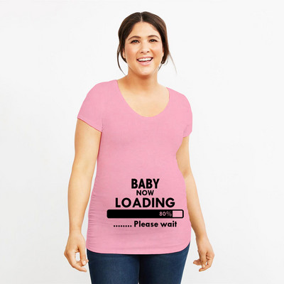 Grūtniecība Stretch T krekls Twins Now ielādē, lūdzu, uzgaidiet Smieklīga dāvana mazulim Dāvana grūtniecēm Vasaras krekli ar īsām piedurknēm