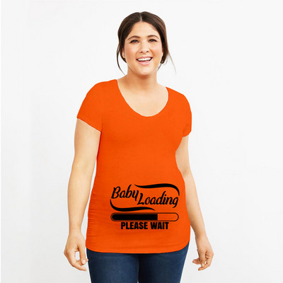 Grūtniecība Stretch T krekls Twins Now ielādē, lūdzu, uzgaidiet Smieklīga dāvana mazulim Dāvana grūtniecēm Vasaras krekli ar īsām piedurknēm