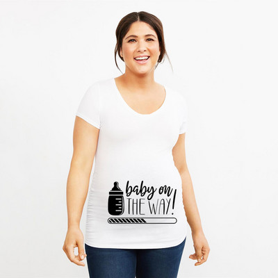 Grūtniecība Stretch T krekls Twins Now ielādē, lūdzu, uzgaidiet Smieklīga dāvana mazulim Dāvana grūtniecēm Vasaras krekli ar īsām piedurknēm