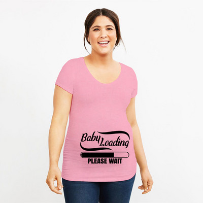 Grūtniecība Stretch T krekls Twins Now ielādē, lūdzu, uzgaidiet Smieklīga dāvana mazulim Dāvana grūtniecēm Vasaras krekli ar īsām piedurknēm