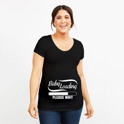 Grūtniecība Stretch T krekls Twins Now ielādē, lūdzu, uzgaidiet Smieklīga dāvana mazulim Dāvana grūtniecēm Vasaras krekli ar īsām piedurknēm