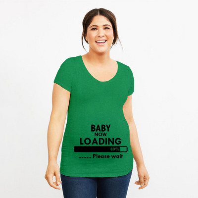 Grūtniecība Stretch T krekls Twins Now ielādē, lūdzu, uzgaidiet Smieklīga dāvana mazulim Dāvana grūtniecēm Vasaras krekli ar īsām piedurknēm