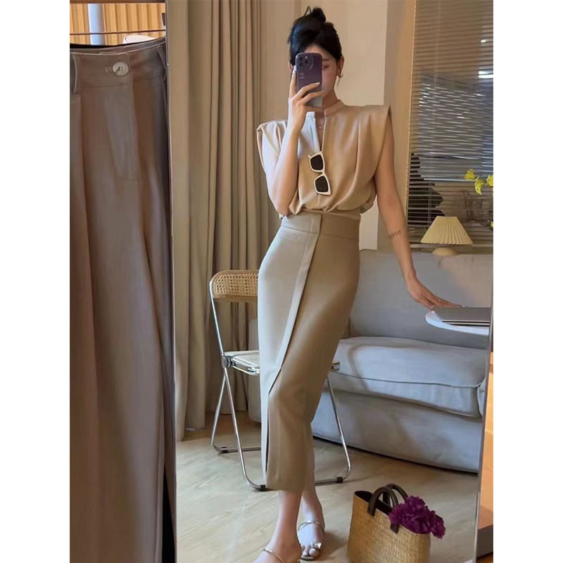 Deeptown naiste pluusid V-kaelusega Korea stiil Elegantne šikk valge varrukateta särgid mustad kärbitud topid kontoristiilis vana raha esteetiline