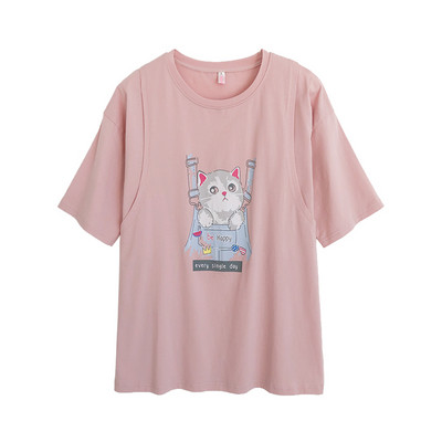 T-krekls grūtniecēm, kas baro bērnu ar krūti Apģērbs barojošām mātēm Vasaras drēbes grūtniecēm 8010B